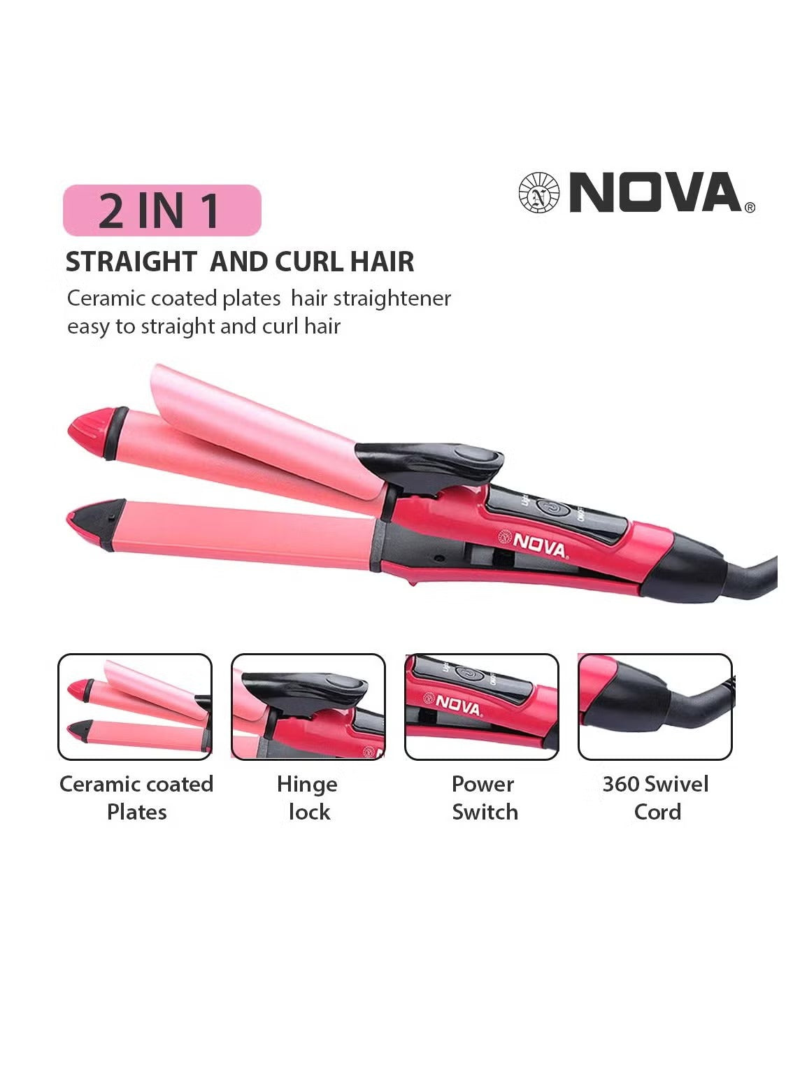 2 in 1 Hair Straightener & Curler