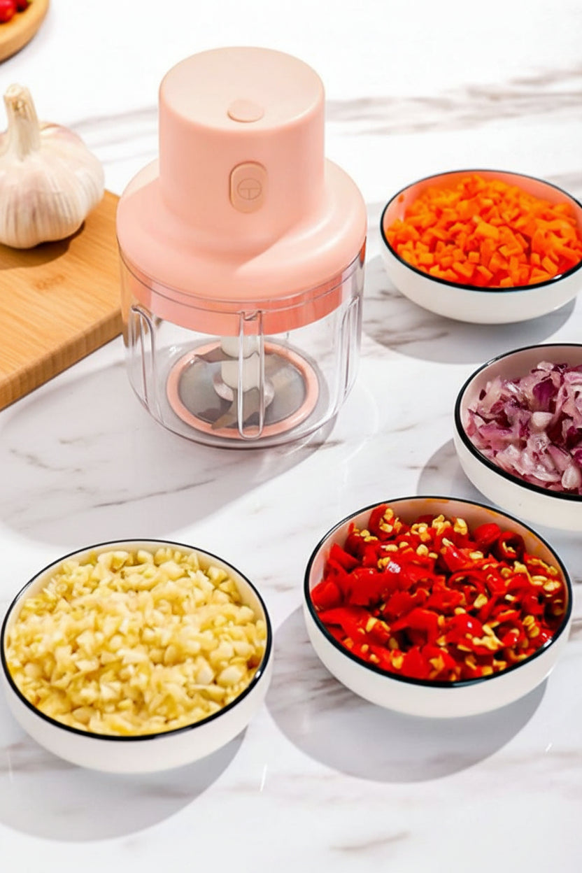 Mini Food Chopper Portable USB Rechargeable Vegetable Garlic Meat Grinder | With Cable - Size 250ml