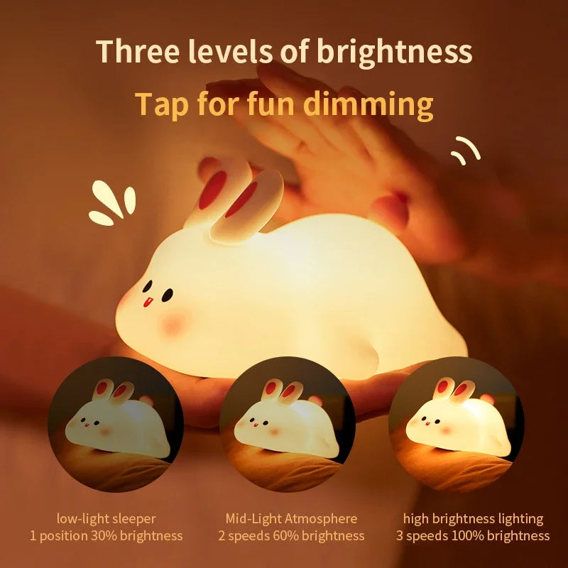 Rabbit Silicone Lamp Soft Touch Night Light For Kids & Home Decor