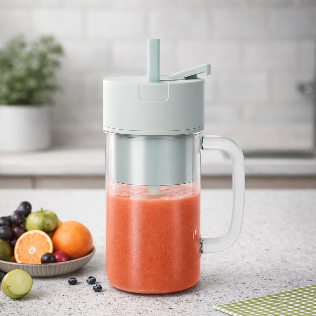 Mini Portable Rechargeable Juicer Crusher With Glass and Straw