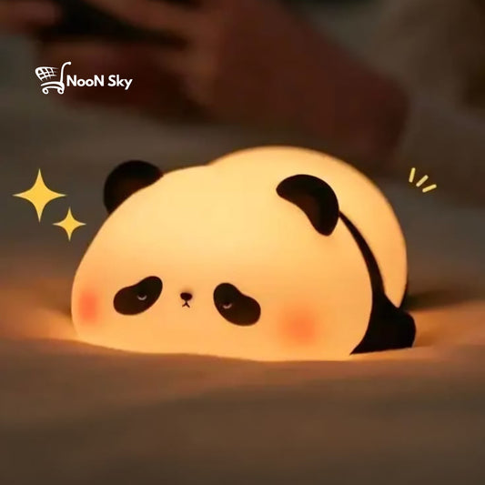 Rechargeable Sleeping Panda Night Light Silicone Nursery Lamp With Seven Color Changing