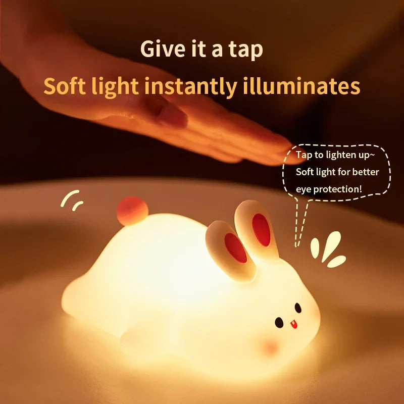 Rabbit Silicone Lamp Soft Touch Night Light For Kids & Home Decor