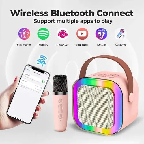 Portable Wireless Bluetooth Speaker With Mic | Karaoke Microphone With Speaker |